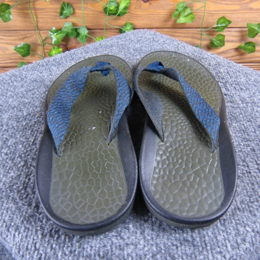 Chaco Flip EcoTread Men's 8 Blue Olive Textile Outdoor‎ Sandals Lightweight